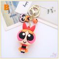 ✪ The Powerpuff Girls - Blossom / Bubbles / Buttercup / Blisstina Keychains ✪ 1Pc Cartoon Characters Silicone Bell KeyRing Pendant Bag Accessories Gifts. 