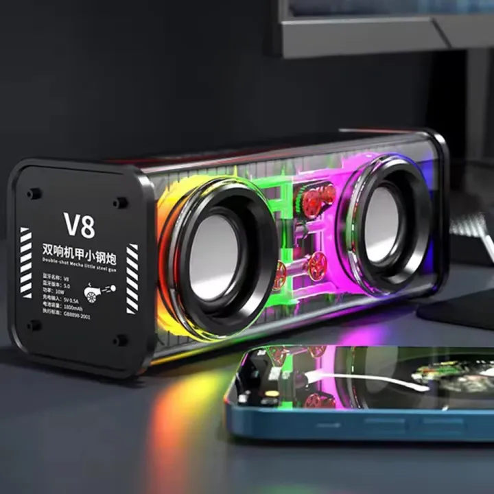 V8%20Transparent%20Mecha%20Speaker%20Subwoofer%20Wireless%20Bluetooth%20RGB%20TWS%20Speaker%20-%20Image%202
