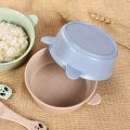 Kids Wheat Straw Bowl Children Cartoon Tableware Set Baby Dinner Plate Baby Training Bowl Spoon Fork for KidsWheat Straw Tableware Set, Wheat Straw Cartoon, Panda Bowl Spoon, Children's Scalding and Falling Proof Microwave Oven Available. 