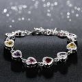 Solid 925 Sterling silver Bracelets chain beautiful Colors crystal stone drop Jewelry fashion for women wedding lady cute.