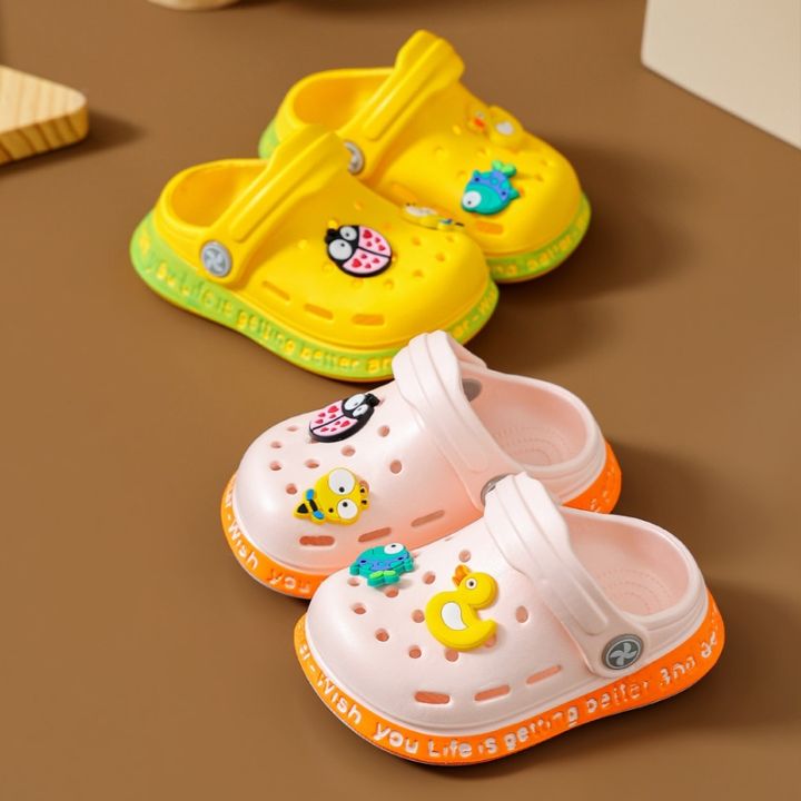 Children's Shoes Summer Kids Hole Shoes Outside Wear Beach Non Slip Soft Soled Boys Slippers Girls Baby Cartoon Sandals