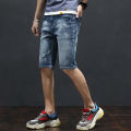 Lee Tpab cotton elastic washed denim shorts, men's quarter length jeans, youth summer casual pants trend.