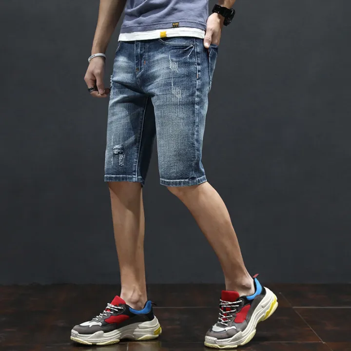 Lee%20Tpab%20cotton%20elastic%20washed%20denim%20shorts,%20men's%20quarter%20length%20jeans,%20youth%20summer%20casual%20pants%20trend%20-%20Image%203