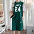 Sleeved Basketball Jersey Ice Silk Sports Suit Breathable Quick-Drying Loose Large Size Unisex Style Team Uniform National Fashion Shorts. 
