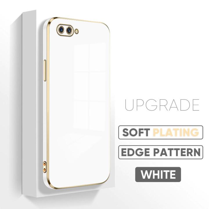 Jizetin (Free Lanyard) for OPPO A3S / A12E / Realme C1 Luxury 6D Plating Soft Casing Silicone Square Frame Phone Case Shiny Bling Back Cover