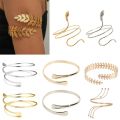 Alloy Spiral Armband Swirl Upper Arm Cuff Armlet Bangle Bracelet Egyptian Costume Accessory for Women Gold Silver Color. 