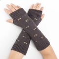Knitted Winter Fingerless Gloves for Women Y2K Cute Long Sleeve Gloves Solid Color Hand Arm Warmer Clove Girls. 