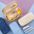Ankou Japanese and Korean Style Macaron Color Block Transformable Large Capacity Upgraded Pen Bag Stationery Box.