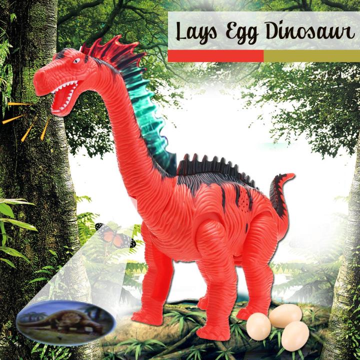 Electric Dinosaur Lays Egg Toy Moving Walking Roaring Sound Light ...