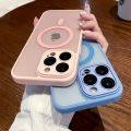 Original Pink Frosted Matte Magsafe Magnetic Candy Color Case for iPhone 15 14 13 12 11 Pro Max Plus Armor Transparent Cover. 