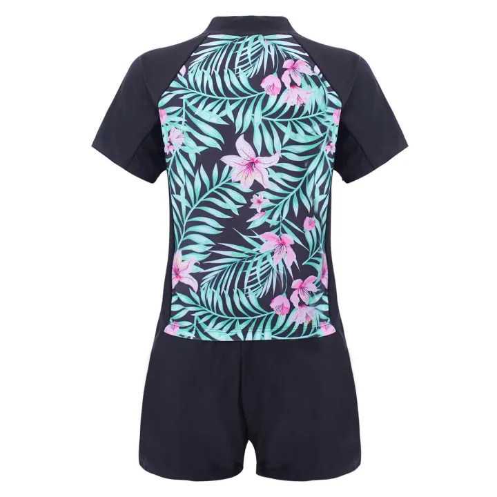 2Pcs%20Kids%20Girls%20Swimming%20Suit%20Round%20Neck%20Short%20Sleeves%20Floral%20Print%20Top%20Drawstring%20Boyshorts%20Beach%20Swimwear%20Bathing%20Suits%20-%20Image%206