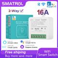 SMATRUL - EWeLink Mini Wifi Smart Switch Light - 16A 2 Way Module On Off Breaker - Wireless Remote Voice Timer Timing App - for Google Home Alexa.