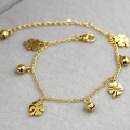 Trendy Adjustable Fashionable Anklets for Girls Simple Stylish Foot Jewelry - Four Leaf Clovers Bells Chain Anklet for Women Anniversary Gift for Wife Girlfriend. 