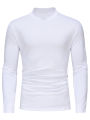 Fashion black base shirt Solid round neck men's long sleeved T-shirt men's. 