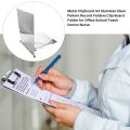 A4 Stainless Steel Patient Record Folders Clip Board for Doctor Nurse.