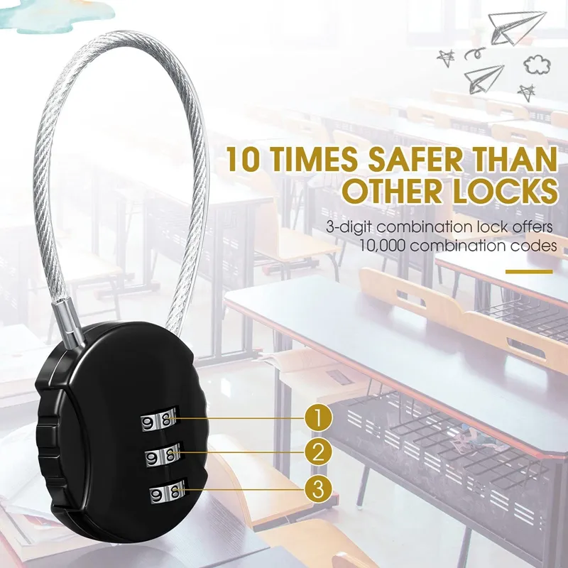 PEIYUI 4 Digit Combination Lock - Outdoor Waterproof Padlock, Resettable, Heavy Duty For Gym Lockers, Gates, Bikes