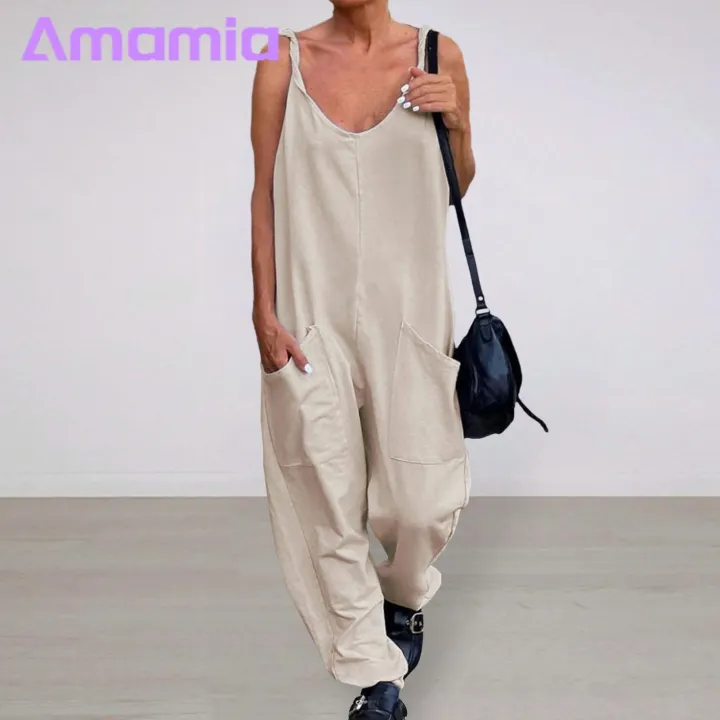 V-neck%20Sleeveless%20Jumpsuit%20Ladies%20Jumpsuit%20Women%20Sling%20V-neck%20Sleeveless%20Big%20Pockets%20Wide%20Leg%20Solid%20Color%20Thin%20Playsuit%20Bib%20Overall%20Streetwear%20Loose%20Jumpsuit%20-%20Image%204