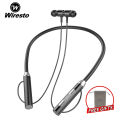 Wiresto BT63 In-Ear Wireless Earbuds Bluetooth Earphone Neckband Headphone Hanging Ear Earbuds Soft Silicone Sport HD Stereo Magnetic Headset  Support SD card. 