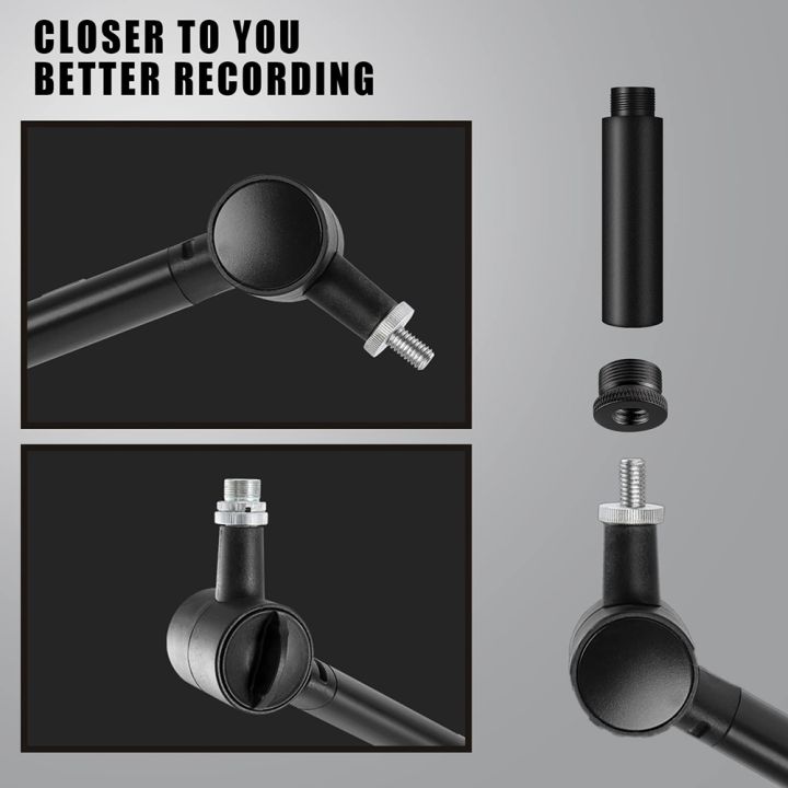 2Pcs%20Mic%20Stand%20Extension%20Tubes%20with%201Pc%20Metal%20Adapter%20for%20Desk%20Stands%20-%20Image%202