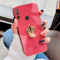 For Huawei Y9 Prime 2019 Cover Fashion Rhinestone 3D Cactus Shiny Plating Square Bumper Phone Case Soft Silicone Shockproof Protective Back Cover. 