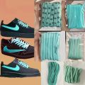 1 Pair Tiffany Green Flat Shoelaces For Canvas Sneakers Shoes Women Men Half Round Casual Basketball Shoes Laces. 