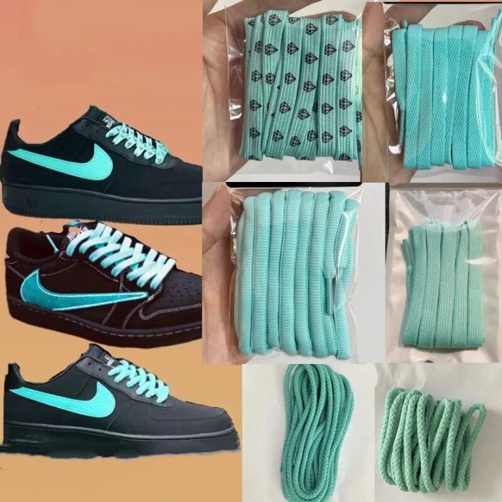 1 Pair Tiffany Green Flat Shoelaces For Canvas Sneakers Shoes Women Men Half Round Casual Basketball Shoes Laces