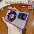lthmy for Vivo Y02 V2234 casing electroplating soft glitter TPU phone back cover phone case magnetic bracket.