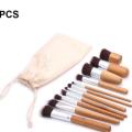 11 Pieces Bamboo Handles Makeup Brushes.