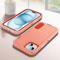 3 In 1 Full Cover Shockproof Phone Case With Stand For iPhone 15 Thick Hard Phone Casing Contrasting Colors Fashion Phone Cover Shell. 