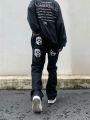 Spoof Portrait Print Denim Pants Mens High Street Funny Loose Straight-leg Pants Streetwear Casual Jeans y2k Trousers Men.