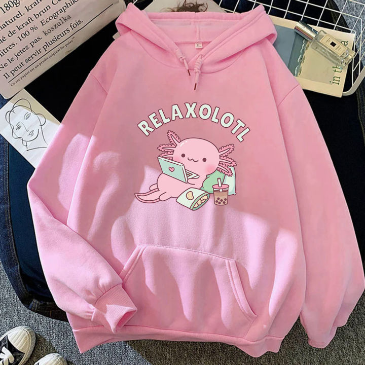 2023 Axolotl Boba Milk Tea Hoodies Korean Style Women Clothes