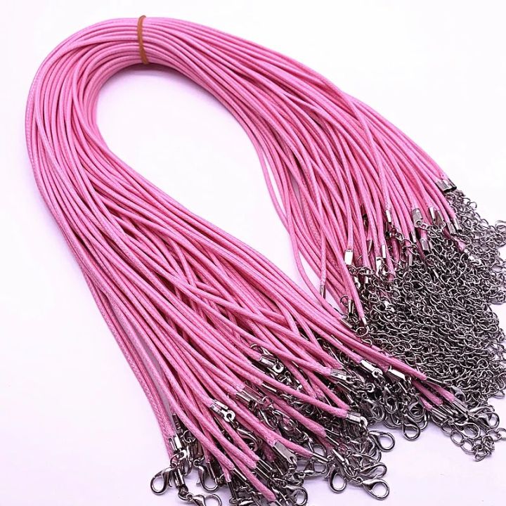 New%205pcs%202mm%20Leather%20Cord%20Wax%20Rope%20Chain%20Necklace%20Extender%20Chain%20Lobster%20Clasp%20DIY%20Jewelry%20Accessories%20-%20Image%204