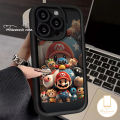 Art Painting Cartoon Colored Graffiti Mario Case Compatible for IPhone 8 7Plus XR 12 14 11 13 15 Pro Max 8 6 7 15 6S Plus X XS Max SE 2020 Couple Angel Eyes Soft Case.
