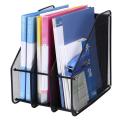 3 Compartment Vertical Sorter File Rack Desk Organiser Book Organizer Document Holder Metal Tray For Office & Home Black). 