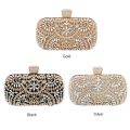 Diamond Luxury Evening Clutch for Women Wedding Golden Purse Chain Shoulder Bag Small Hollow Out Flowers Crystal Party Handbag.