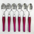 6 Pcs Spoon Set (pen Style) With Plastic Handle For Kitchen And Dining Table Red Blue & Purple color.
