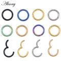 Alisouy 1PC Steel Tiny Nostril Segment Septo Nose Rings Captive Ear Nose Hoop Piercings Clip on Helix Rings Body Jewelry 7 Color. 