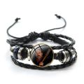 The Walking Dead Leather Bracelet Black Woven Multilayer Glass Dome Charm Bracelet Men Boy Women Girl Jewelry Accessories. 