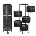 5 Layers Kitchen Rotating Shelf 360 Degree Baskets Fruit Vegetable Storage Rack Floor Round Shelf With Wheels. 
