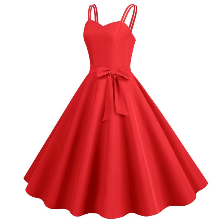 Female Robe Weddings As A Guest Formal Spaghetti Strap Large Hem Solid Midi Dresses With Bowknot Back Zipper Elegant Dress