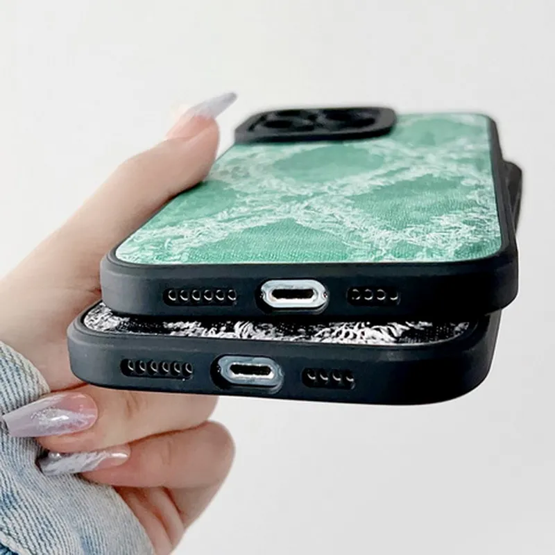 Fabric Cloth Skin Protective Shell Cowboy Leather Phone Case Cover