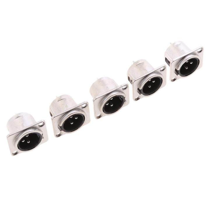 Sunnoony 5x Male Chassis Socket 3-Pin XLR Jack Panel Mount Audio Video Connector