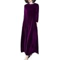 2024 Winter Women Turtleneck Long Maxi Velvet Dress, Elegant Long Sleeves Party Dress,Autumn Velour Dress. 