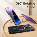 Luxury Magnetic Stand Phone Case For iphone 15 14 13 12 11 Pro Max Plus 360° Rotation Ring Holder Transparent Matte Cover Funda. 