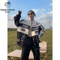 EASTERN CAMELSpring and Autumn American Detachable Two-Wear Motorcycle Baseball Uniform Jacket Men's and Women's Letter Jacket.