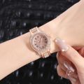 Diamond-encrusted Ladies Quartz Watches Steel Bracelet Personality Fashion Wristwatch Women's Jewelry Watch.