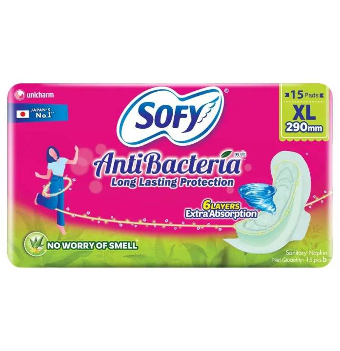 Sofy Antibacteria Sanitary Napkin (290mm) XL 15Pads