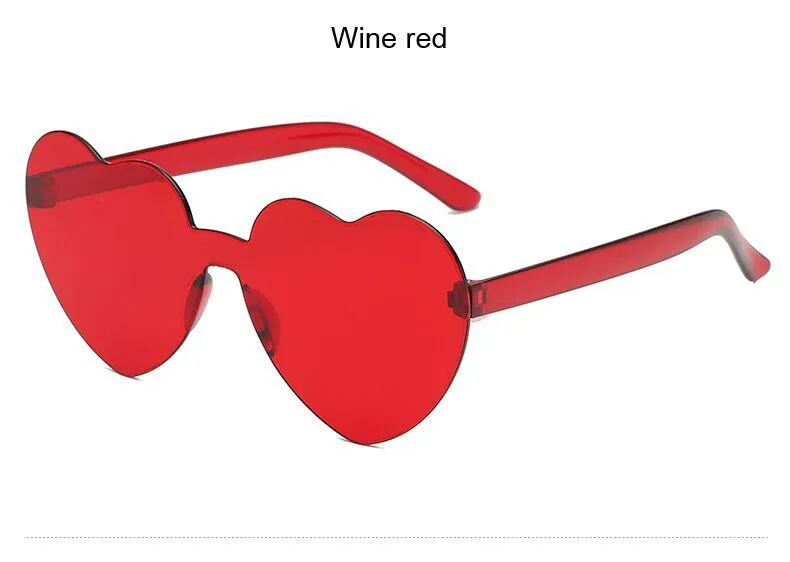 happy one】Double One Piece Love Heart Sunglasses Transparent