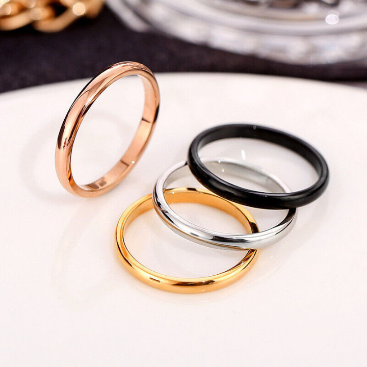 Stainless Steel Mens Women's Finger Ring 2 mm
