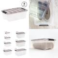 13 Quart Set of 8 Clear Plastic Gray Storage Boxes with Stack Pull™ Technology - Simple and Reliable Efficient Organization. 